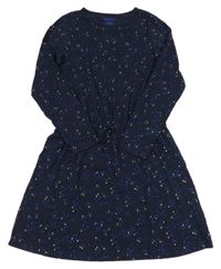Tmavomodré puntíkaté bavlněné šaty Tchibo