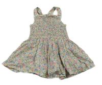 Bílé květinové plátěné šaty Primark