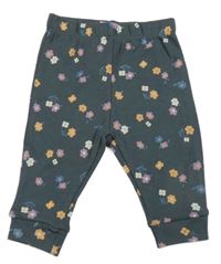 Šedé legíny s květinami Pekkle 