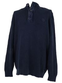 Pánský tmavomodrý žebrovaný svetr s nášivkou Engbers 