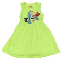 Neonově zelené bavlněné šaty s tukany C&A