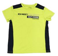 Neonově žluto-tmavomodré sportovní tričko s nápisem Ergeenomixx