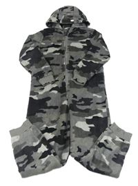 Šedo-černá army chlupatá kombinéza s kapucí M&S