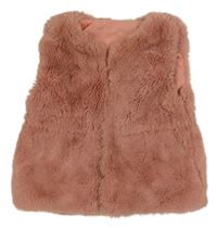 Růžová chlupatá podšitá vesta Next