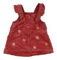 Růžové manšestrové laclové šaty s kytičkami Nutmeg