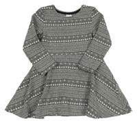 Šedo-černé vzorované úpletové šaty C&A