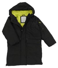 Černý šusťákový zimní kabát s kapucí Tu