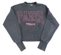 Tmavošedá crop mikina s nápisem River Island