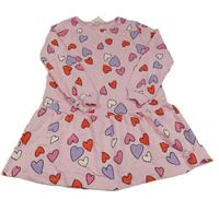 Světlerůžové teplákové šaty se srdíčky H&M