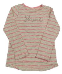 Béžovo-růžový pruhovaný svetr s nápise Nutmeg