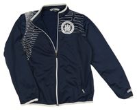 Tmavomodro-vzorovaná sportovní propínací mikina s nápisem Uhlsport