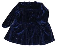 Tmavomodré sametové třpytivé šaty Dunnes