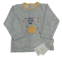 Nové - Šedé sametové triko s nápisem 