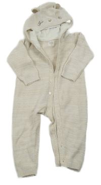 Světlebéžová třpytivá pletená kombinéza s kapucí 