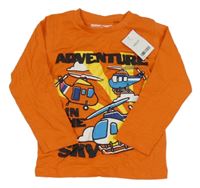 Nové - Oranžové triko s vrtulníky Next