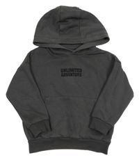 Tmavošedá mikina s nápisem a kapucí F&F