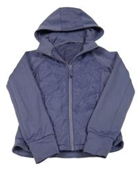 Fialová šusťáková thermo bunda s mikinovými rukávy a kapucí H&M