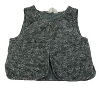 Khaki-béžová květovaná manšestrová vesta H&M