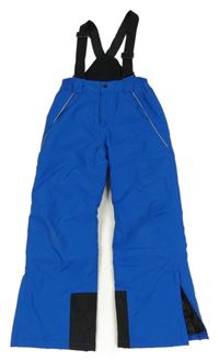 Modré šusťákové funkční oteplovačky s kšandami 