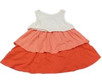 Bílo-korálovo-červené bavlněné vrstvené šaty Topomini