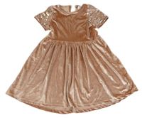 Světlerůžové sametové šaty s flitry 