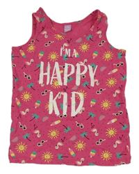 Fuchsiový puntíkatý top s nápisem a obrázky Dopodopo