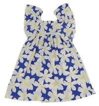 Modro-bílé květované šaty s volány Dunnes