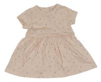Světlerůžové bavlněné šaty s kytičkami a všitým body Mothercare