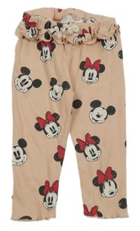 Růžové žebrované legíny s Minnie a Mickeym Zara