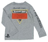 Šedé melírované triko s PlayStation George 