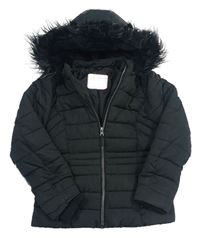 Černá šusťáková prošívaná zimní bunda s kapucí Nutmeg