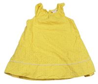 Žluté plátěné šaty s výšivkou Lulurain