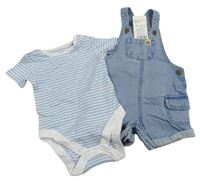 2set - Modré riflové laclové kraťasy + pruhované body F&F