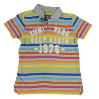Barevné pruhované polo tričko s nápisem H&M