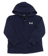 Tmavomodrá propínací mikina s logem a kapucí UNDER ARMOUR