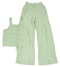 2set - Světlezelený mačkaný crop top + palazzo kalhoty H&M