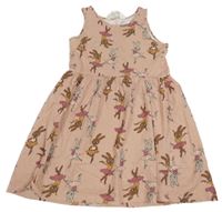 Starorůžové bavlněné šaty s králíčky H&M