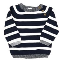 Tmavomodro-bílý pruhovaný svetr H&M