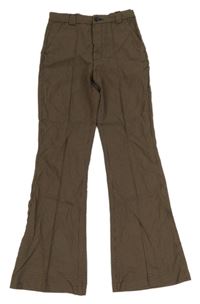 Hnědo-černé kostkované flare kalhoty H&M