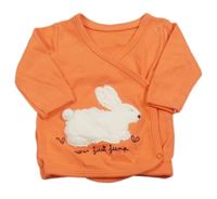 Oranžová zavinovaní mikina se zajíčkem