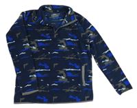 Tmavomodro-béžová army fleecová mikina Primark