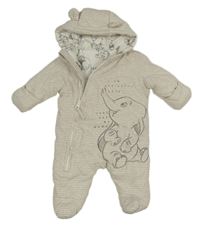 Béžovo-bílá pruhovaná bavlněná zateplená kombinéza s Dumbem a kapucí George