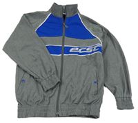 Šedo-modrá sportovní propínací mikina s logem 