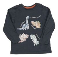 Šedé triko s dinosaury z flitrů Nutmeg