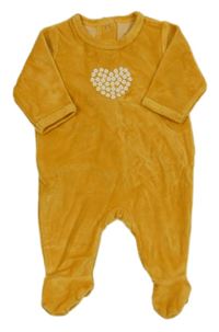 Žlutý sametový overal s kytičkami 