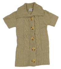 Béžová melírovaná svetrová propínací svetrová tunika s límcem Yigga 