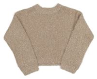 Světlerůžový třpytivý crop svetr Dunnes