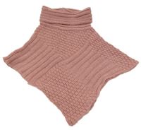 Růžové pletené pončo s rolákem Kids