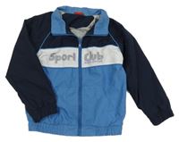 Tmavomodro-modro-bílá šusťáková sportovní bunda s nápisem Tissaia 