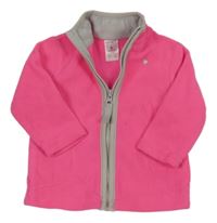 Neonově růžovo-šedá fleecová propínací mikina Carter´s 